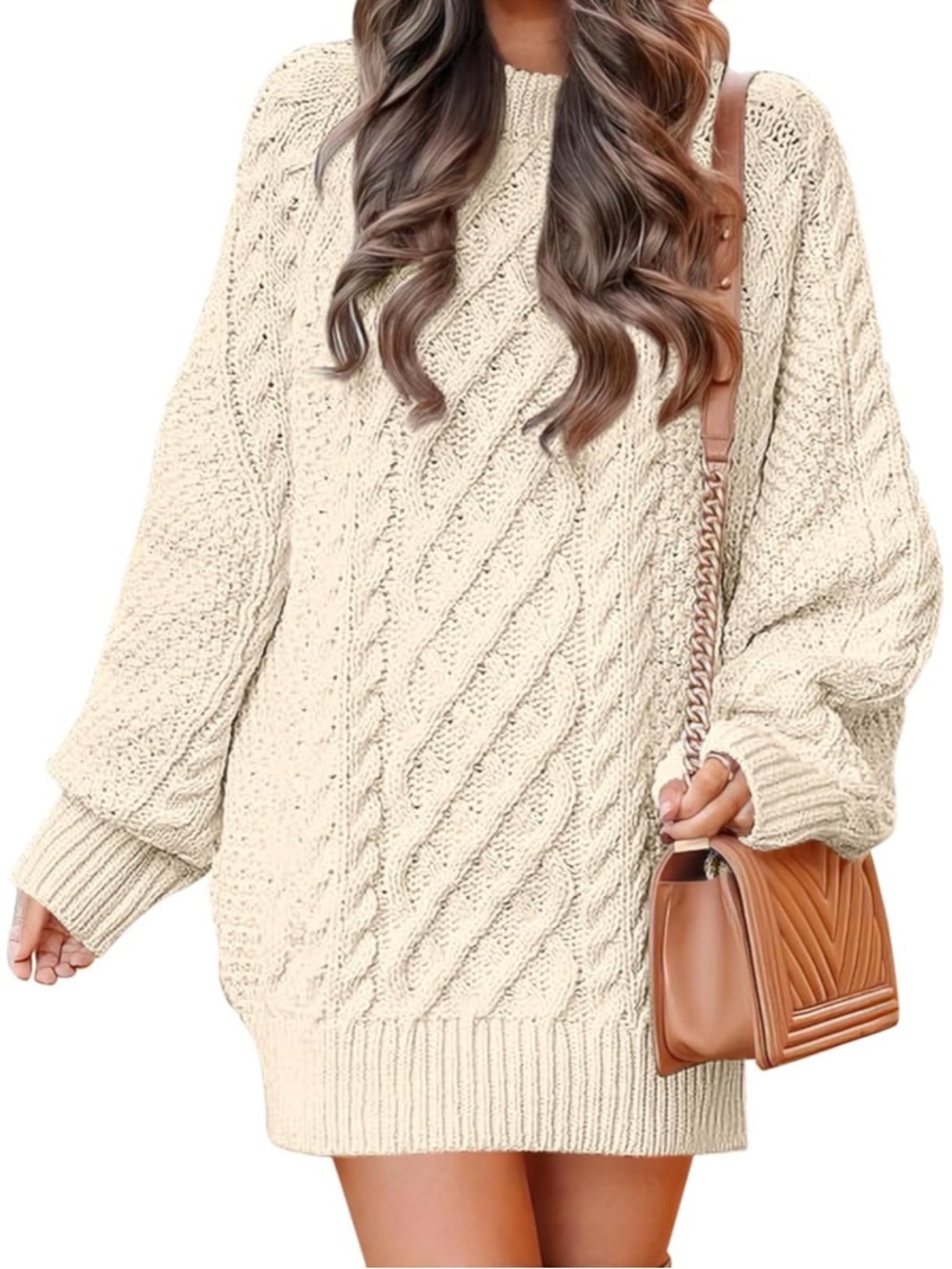 Cream Cable Knit Women's Sweater Dress • retail $70